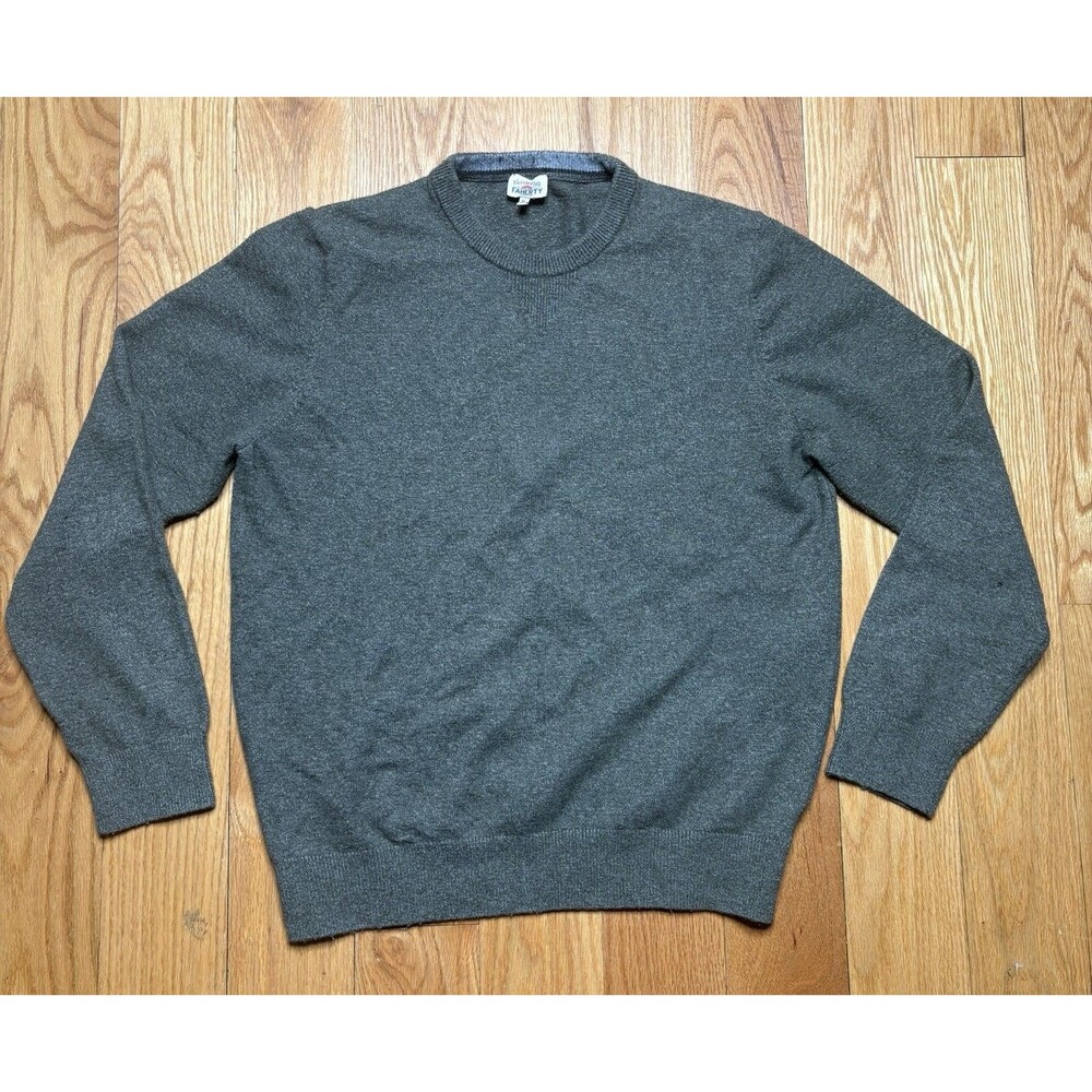 Faherty Movement Green Crewneck Sweater Long Sleeve Shirt Medium, Cotton Blend